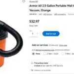 Armor All 2.5 Gallon Wet-Dry Vacuum - Orange